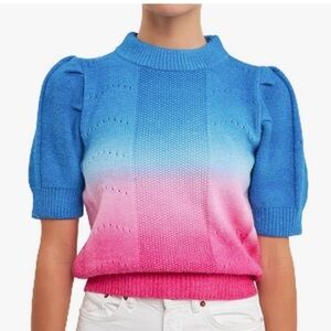 English Factory Puff Sleeve Ombré Sweater Top